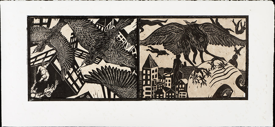 apologue diptych of birds and man series