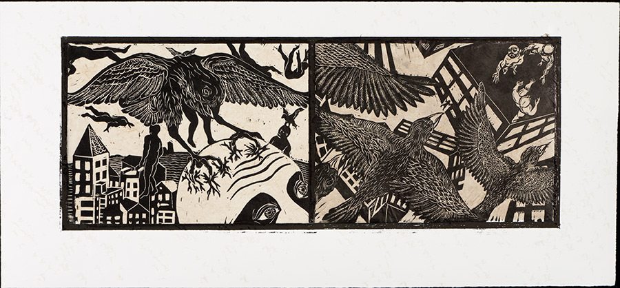 apologue diptych of birds and man series