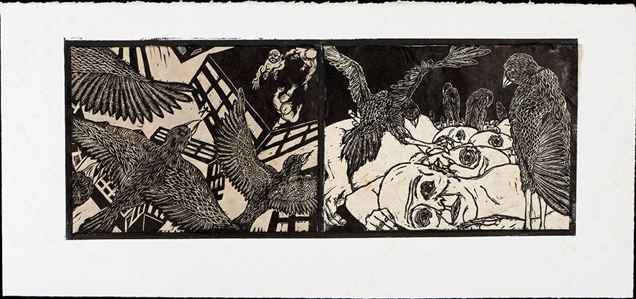 apologue diptych of birds and man series