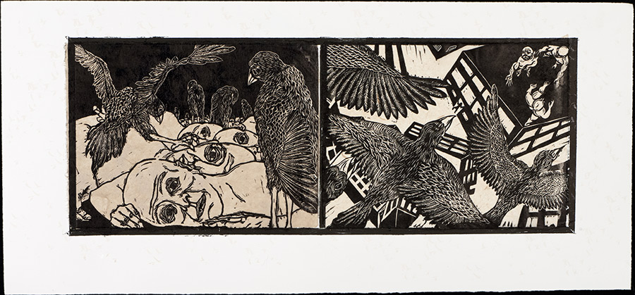 apologue diptych of birds and man series