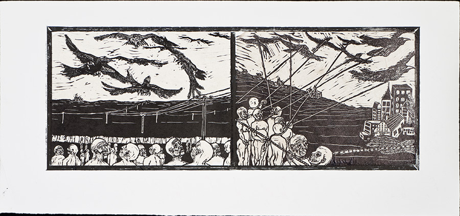 apologue diptych of birds and man series