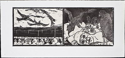 apologue linoleum print series diptych