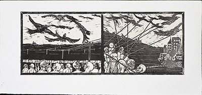 apologue linoleum print series diptych