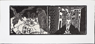 apologue linoleum print series diptych