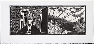 apologue linoleum print series diptych