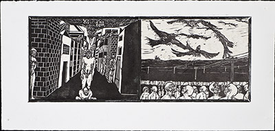 apologue linoleum print series diptych