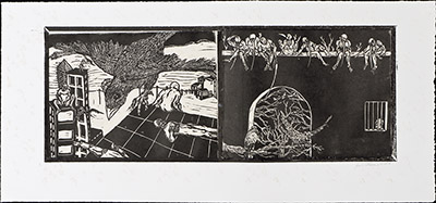 apologue linoleum print series diptych