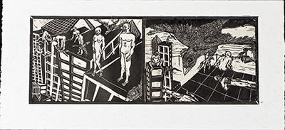 apologue linoleum print series diptych