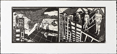 apologue linoleum print series diptych