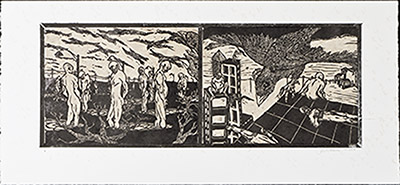 apologue linoleum print series diptych