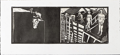 apologues linoleum prints diptych