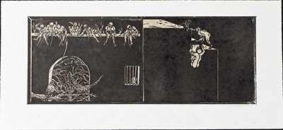 apologue linoleum print series diptych