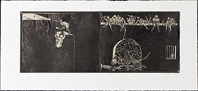 apologue linoleum print series diptych