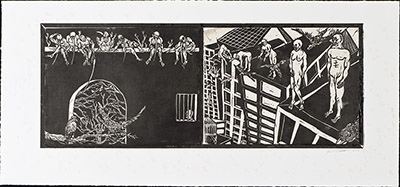 apologue linoleum print series diptych