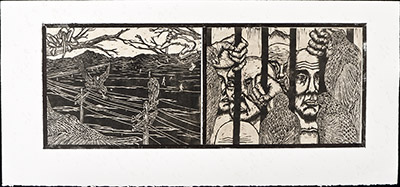 apologue linoleum print series diptych