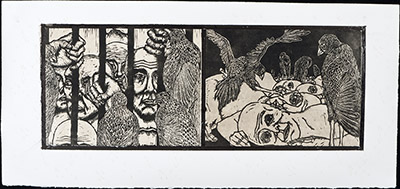 apologue linoleum print series diptych