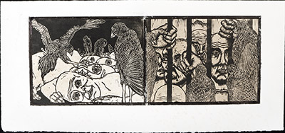 apologue linoleum print series diptych