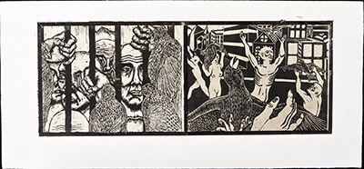 apologue linoleum print series diptych