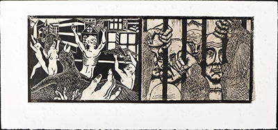 apologue linoleum print series diptych