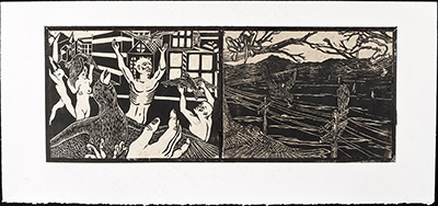 apologue linoleum print series diptych