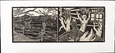 apologue linoleum print series diptych