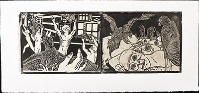 apologue linoleum print series diptych