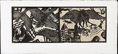 apologue linoleum print series diptych