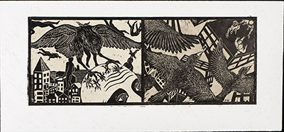 apologue linoleum print series diptych