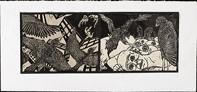 apologue linoleum print series diptych