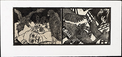 apologue linoleum print series diptych