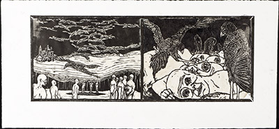 apologue linoleum print series diptych