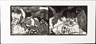 apologue linoleum print series diptych