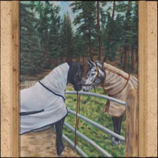 Acrylic on panel, carved oak and ply