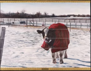 Acrylic on panel, 3d printed ABS, bronze etched plate